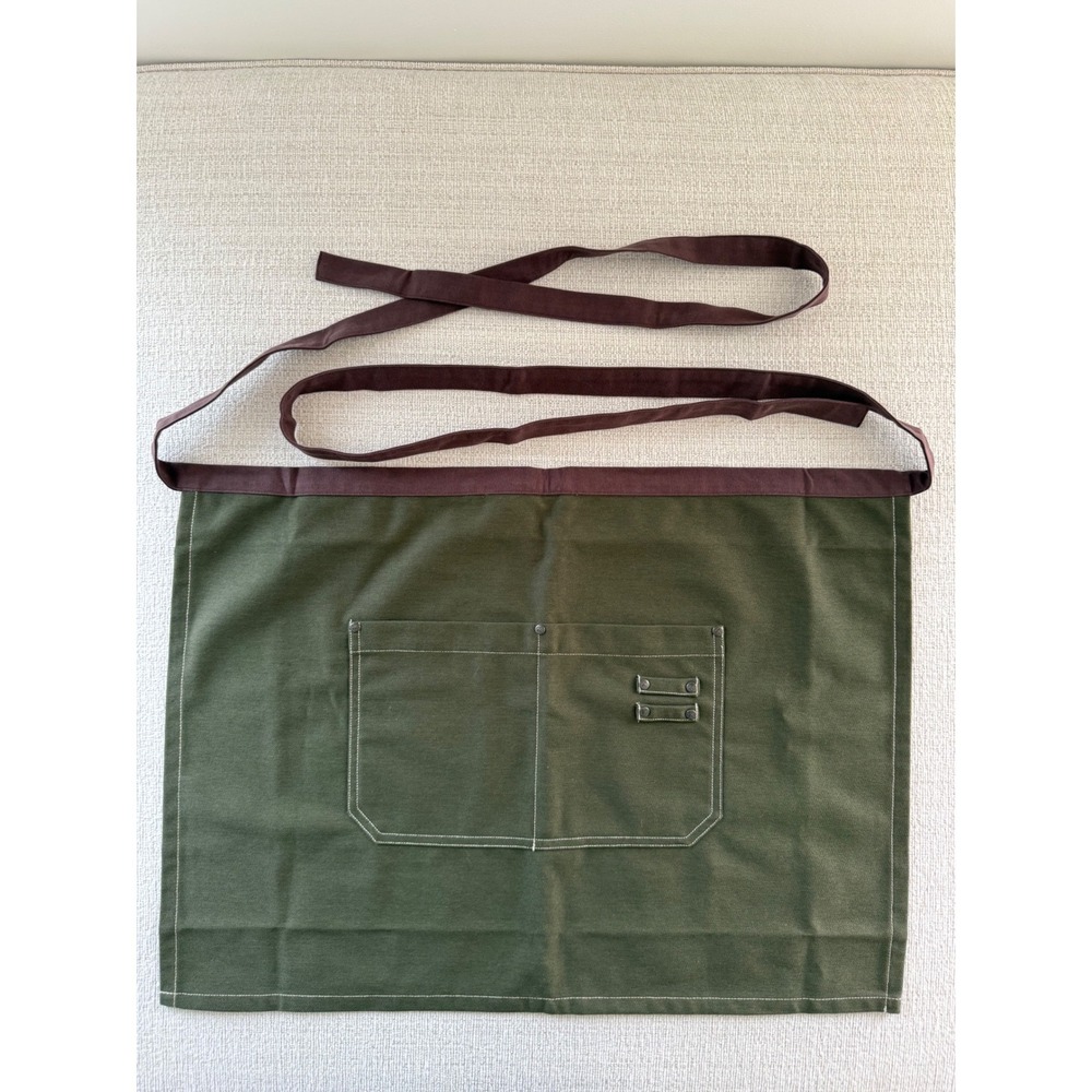Kloth Studio Luxury Kitchen Waist Half Apron Hunter Green Long Ties Server